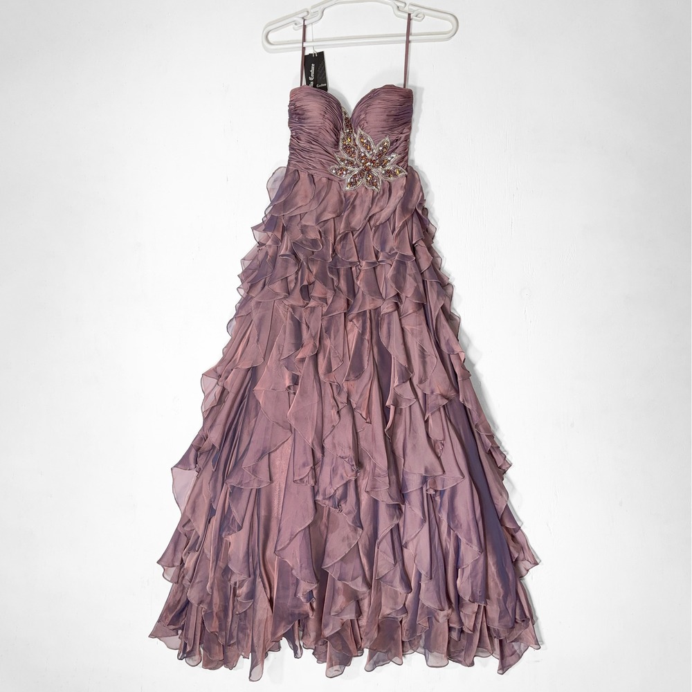 Amelia Couture Victorian Purple Ruffle Gown Womens 10 Fairy Grunge Whimsigoth